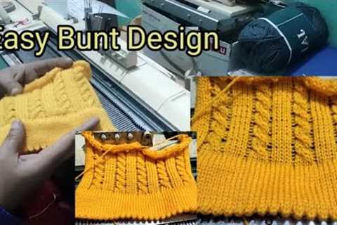 Very simple knitting pattern for beginners//easy Bunt Design//fold border in knitting Machine