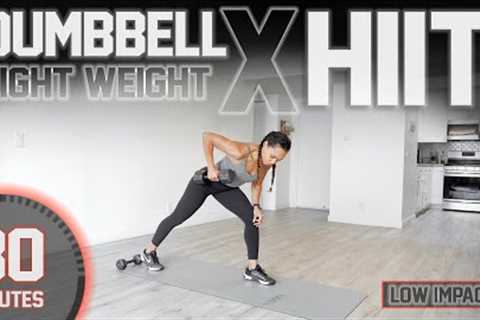 30 Minute Light Weight Dumbbell HIIT Workout [Full Body/Low Impact]