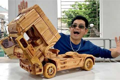 Vietnamese carpenter has made Mercedes‑Benz Actros Trucks to welcome New Year 2023 - Woodworking Art