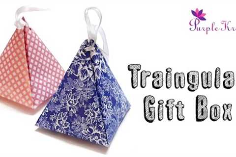 How to make triangular gift box | DIY easy pyramid gift box | Paper craft | Purple Kraft