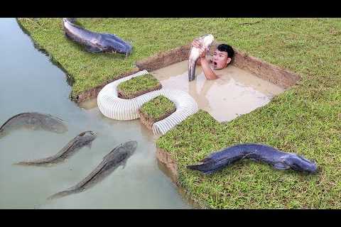 Amazing Fish Trap In The Deep Hole - Making an Underground Fish Trap System Using PVC Pipe