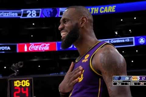 LeBron James makes the whole arena go wild after destroying Desmond Bane with incredible block shot