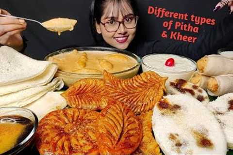 Eating Kheer &amp; Bengali Pitha | Indian Sweets | Asmr Eating | Big Bites | Mukbang | Sweets Asmr