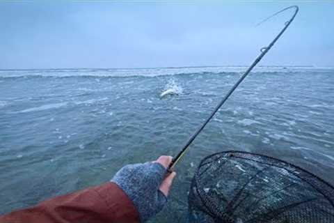 Fantastic Fishing Day in the Worst Weather - Winter Coastal Fly Fishing