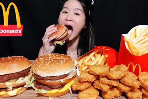 Eating McDonald's Triple Big Mac, Chicken McNuggets &amp; Fries - Cheeseburger Fast Food Mukbang w..
