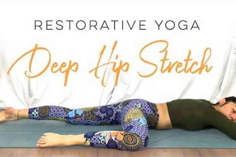 Restorative Bed Yoga Deep Hip Stretch | 30 Days Of Yoga