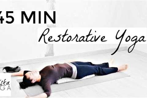 45 Min Restorative Yoga - Full Length Yoga Class - Calming Yoga - At Home Yoga