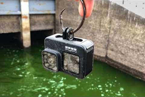Dropping a GoPro into a DEEP Spillway!!! (GIANT Fish Everywhere!)