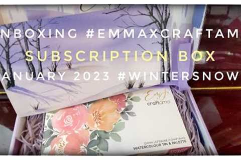 Unboxing #EMMAXCRAFTAMO January Subscription Box | #wintersnow #watercolorkit #emjlefebvre