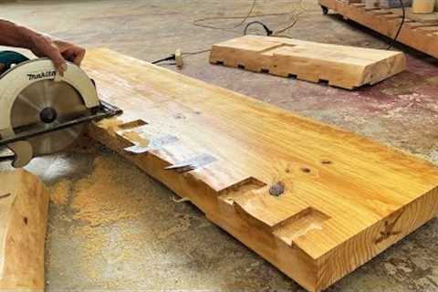 Amazing Woodworking Techniques Can You're Never seen // Large Dining Table Monolithic Zigzag Leg