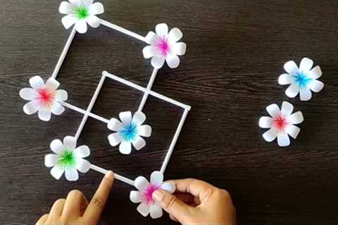 3 Quick and Easy Paper Wall Hanging Ideas | Paper Flower Wall &amp; Cardboard Reuse | White Paper..