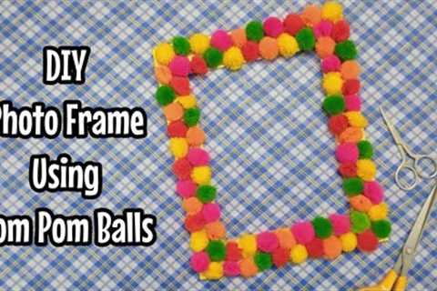 Easy DIY Photo Frame craft | Pom pom balls craft | craft using cardboard