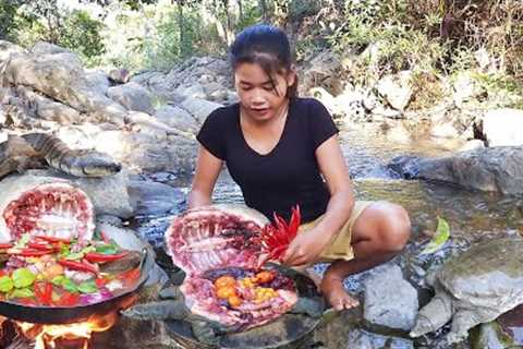 Adventure solo in Jungle: Turtle egg tasty cooking for dinner - Survival cooking in forest