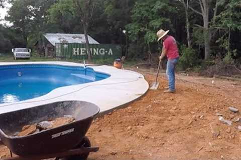Inground saltwater swimming pool DIY landscaping begins!