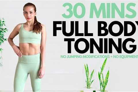 30 Minute Full Body Home Workout (No Jumping + No Equipment) I Get Toned Thighs, Arms &amp; Belly