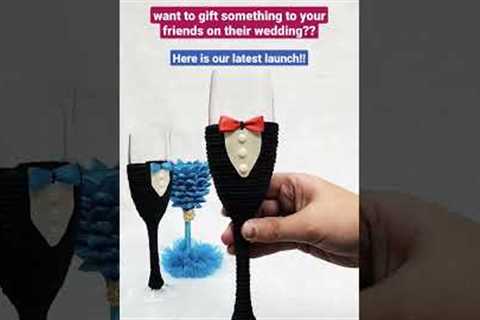 Champagne Flutes | Bride Groom | Wedding Gift ideas | Handmade | Craft | latest | New product launch