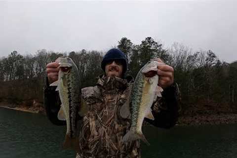 Lake Allatoona Spotted Bass Fishing Winter December 11th (Cold and Wet)