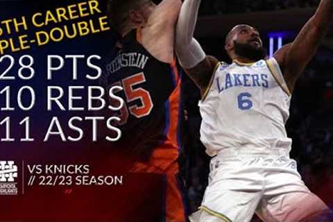 LeBron James 28 pts 10 rebs 11 asts vs Knicks 22/23 season