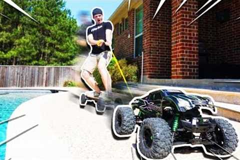 WORLD'S BIGGEST RC CAR TOWING ME!!