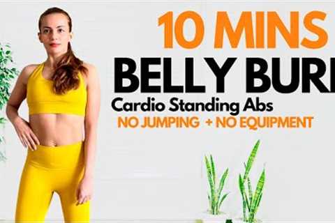 10 Minute Belly Burn Home Workout (No Jumping + No Equipment) I Standing Cardio Abs