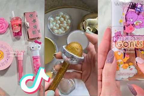 Unboxing skincare🌈 and makeup ASMR Tiktok Compilation|| KylieJenner Cosmetics,Cup Noodles etc