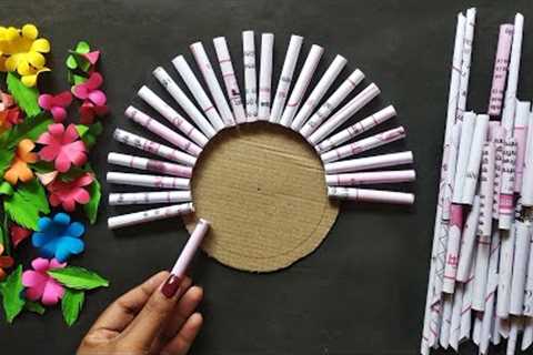 Diy 2 Waste Paper Craft Idea |Paper Flower Wallhanging Using Cardboard and Waste Paper