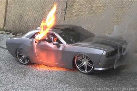 RC Car Burnout Ends In Flames || RC Car Destruction
