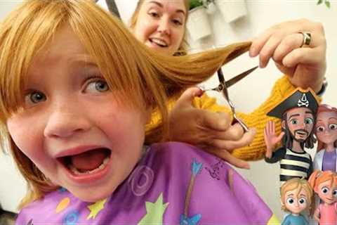 BACK to SCHOOL HAiRCUT!! and Family Cartoon!! shopping with Adley &amp; Niko then Pizza at pirate..