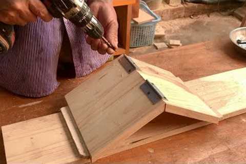 Inspiring Creative Woodworking Design // Foldable Bookshelf Without Disassembling Or Tools