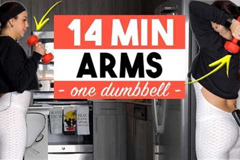 14 Min SINGLE DUMBBELL ARM WORKOUT AT HOME | Toned Arms Workout (Workouts with ONE Dumbbell)
