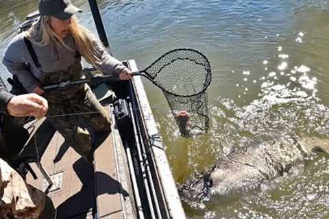 We Caught a RIVER MONSTER on a POOL NODDLE! (Catch Clean &amp; Cook)