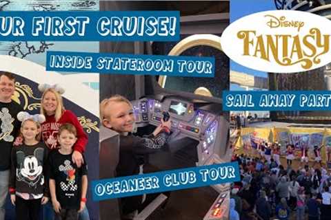 OUR FIRST CRUISE I Disney Fantasy Oceaneer Club Tour, Inside Stateroom Tour, Sail Away, Royal Court