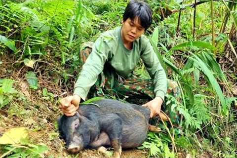 FULL VIDEO: Survival skills, boar traps, catching stream fish, building a barn, surviving alone