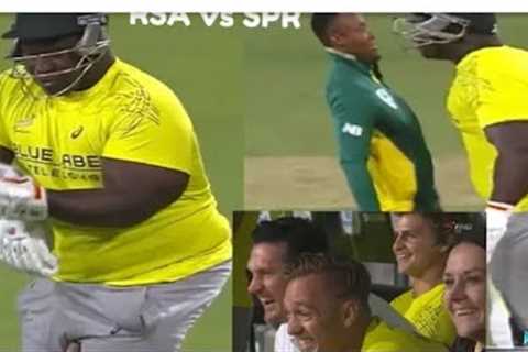 Rugby players playing cricket with south African national team. Very funny moment's