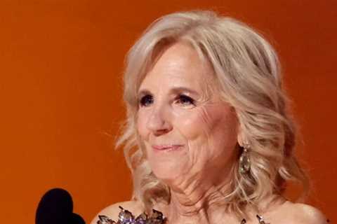 Jill Biden Stole The Show In A Shimmering Gown On The Grammys Stage While Presenting Historic Award
