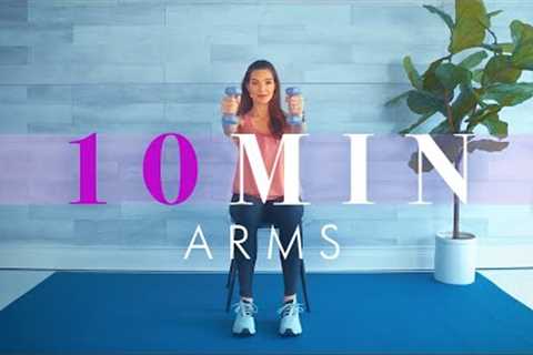 Chair Exercises for Seniors // 10 Minute Arm Workout w/ Dumbbells