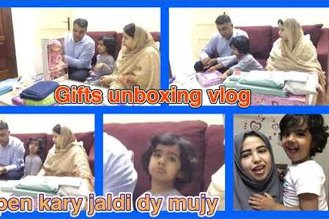 GIFTS UNBOXING/RUHAB GIFTS UNBOXING VLOG/BIRTHDAY GIFT OPEN@sadafrashid4681