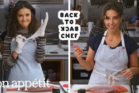 Nina Dobrev Tries to Keep Up with a Professional Chef | Back-to-Back Chef | Bon Appétit