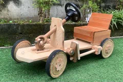 Great Creative Woodworking Idea // DIY Baby Wooden Car With Unique Steering And Brake System
