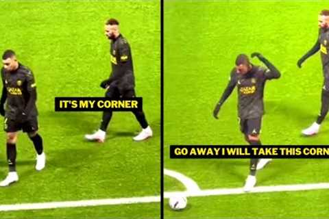 Mbappe Arguing with Neymar for a Corner in PSG match