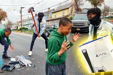 Destroying Kids PS4 in the hood &amp; Surprising With A PS5 !!! (HILARIOUS)