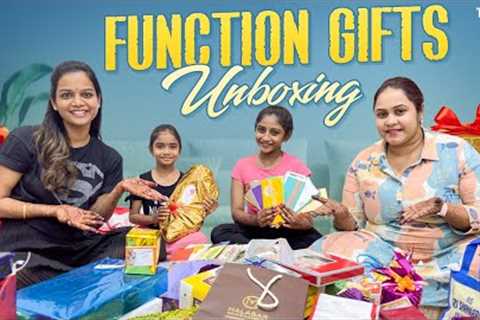 Gifts Unboxing || Ashritha Half Saree Function || @Mahishivan   || Tamada Media