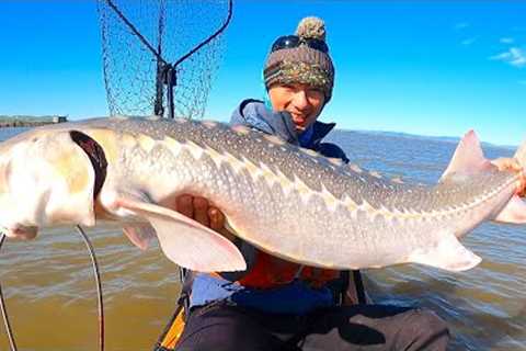 EPIC Battle with a BIG STURGEON on my Kayak