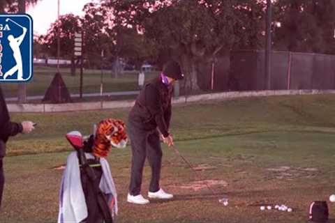 Tiger Woods’ early morning range session at The Genesis Invitational