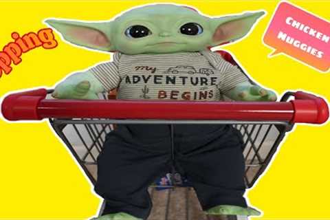 Baby Yoda Grogu Goes Grocery Shopping