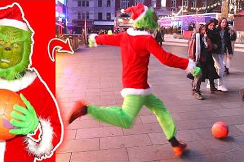 Scaring People in LONDON with a FOOTBALL! (Christmas Public Skills Prank)