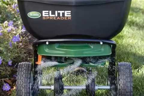 The Scotts Elite Spreader makes it easier to spread fertilizer faster