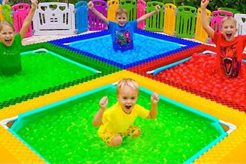 Vlad and Niki Four Colors Water Balloons Challenge