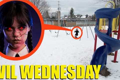 drone catches EVIL Wednesday Addams at haunted park (we found her!)