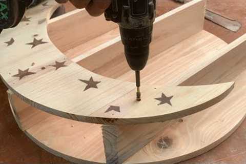 Useful Wall Decoration Ideas // How To Make A Rustic Wooden Shelf In The Shape Of A Moon